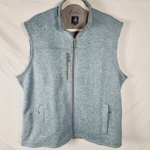 Johnnie-O Mens XL Wes Fleece Golf Full Zip Heather Blue Vest, Golf, Business